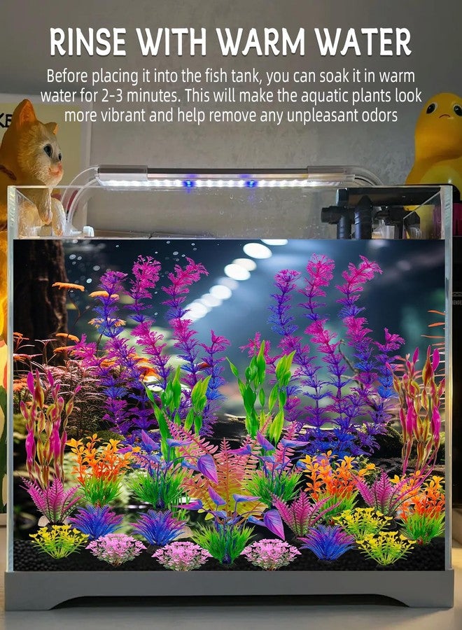 Seqiuay Colorful Fish Tank Decorations, Large Aquarium Artificial Plastic Plants Decor, Betta Goldfish Tank Accessories, Fish Bowl Ornaments - Image 5